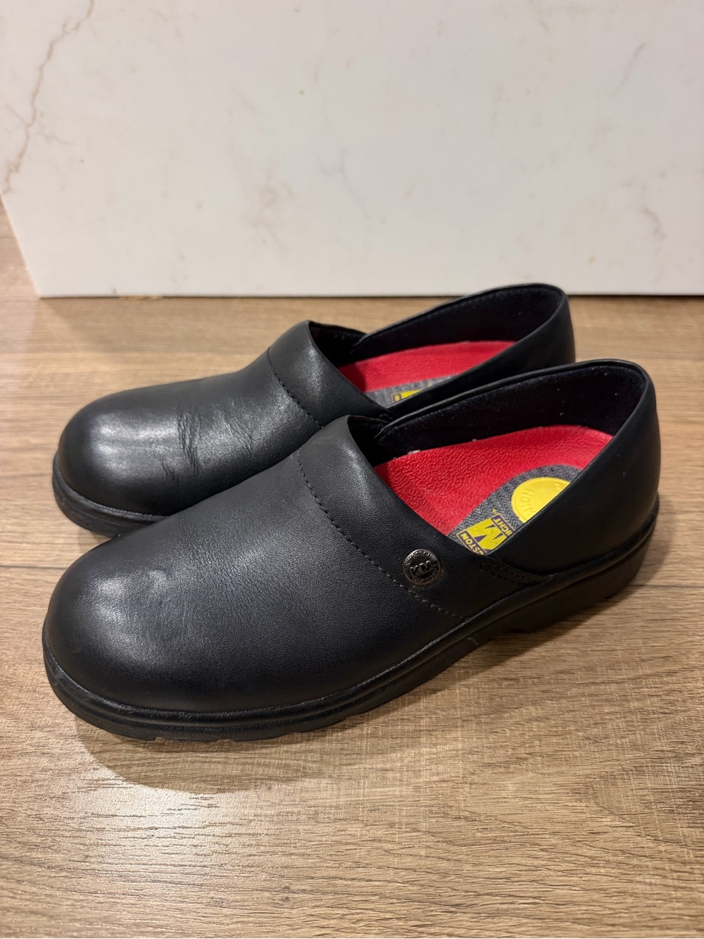 Kingston McKnight Black Leather Slip-On Loafers oil resistant for work